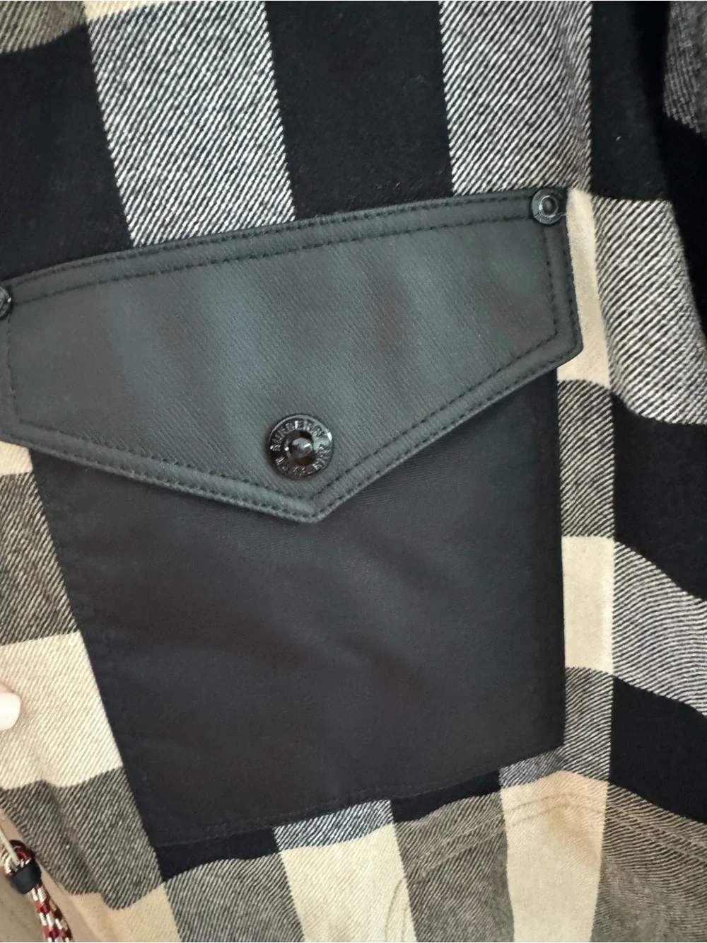 Burberry Beige and Black Check Zip Jacket with Red Accents